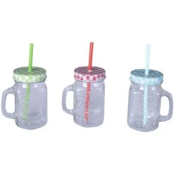 MICA Living Trinkglas Mit Deckel Und Trinkhalm - 450 Ml - 1 Stück -MICA decoration Shop 207179 1