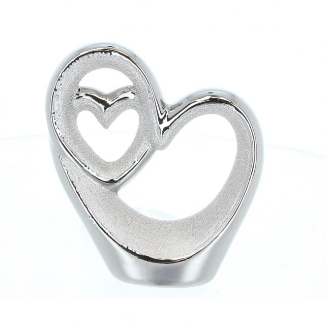MICA Living Standdeko - Herzsilhouetten - Aus Keramik - Ca. 13 X 4,5 X 14,5 Cm - Silber 3 MICA Living Standdeko - Herzsilhouetten - Aus Keramik - Ca. 13 X 4,5 X 14,5 Cm - Silber