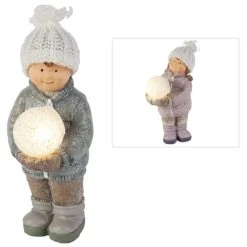 MICA Living Winterkind Mit LED-Schneeball - Aus Polyresin - Ca. 11 X 10 X 20 Cm - 1 Stück