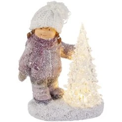 MICA Living Winterkind Mit LED-Baum - Aus Polyresin - Ca. 12 X 8 X 16 Cm - 1 Stück -MICA decoration Shop 218388 1