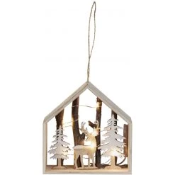 MICA Living LED-Haus - Aus Holz - Ca. 13,5 X 4 X 14 Cm