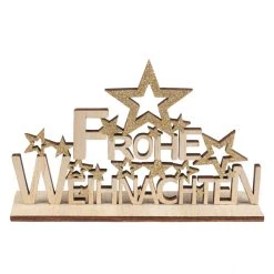 MICA Living Deko-Schriftzug - Frohe Weihnachten - Aus Holz - Ca. 18 X 4 X 12 Cm
