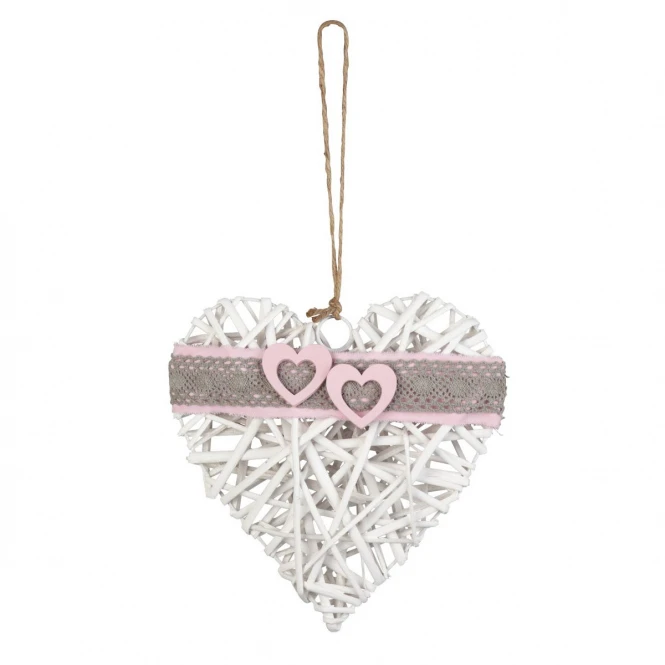 MICA Living Dekohänger - Weidenherz - Weiß/grau/rosa - Ca. 26 X 26 Cm 3 MICA Living Dekohänger - Weidenherz - Weiß/grau/rosa - Ca. 26 X 26 Cm