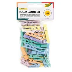 Folia Bringmann Dekoklammern - Aus Holz - 48 Stück - 1 Set