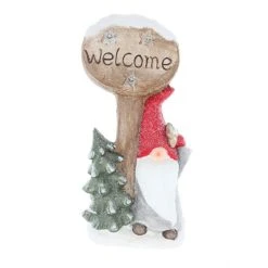 MICA Living Wichtel Mit Schild Und LED - Ca. 22,5 X 15,5 X 45,5 Cm