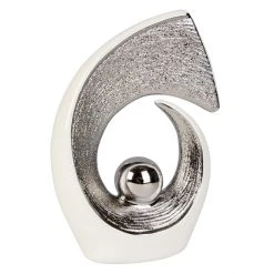 MICA Living Standdeko - Aus Keramik - Ca. 14 X 5 X 20,5 Cm - Silber