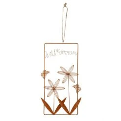 MICA Living Dekohänger - Willkommen - Rostoptik - Aus Metall - Ca. 22 X 1,5 X 38,5 Cm