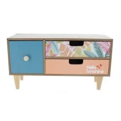 MICA Living 3er Schubladen-Regal - Tropical - Aus Holz - Ca. 30 X 11 X 16 Cm