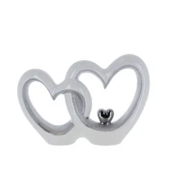 MICA Living Standdeko - Herzsilhouette - Weiß/siber - Aus Keramik - Ca. 33 X 9 X 22,5 Cm