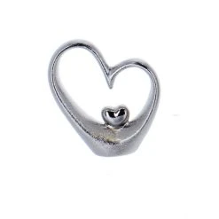 MICA Living Herzsilhouette Silber - Aus Keramik - Ca. 13,5 X 4 X 15 Cm