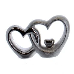 MICA Living Herzsilhouetten Silber - Aus Keramik - Ca. 19,5 X 3,5 X 13 Cm