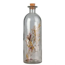 MICA Living Flasche Mit Trockenblumen - Aus Glas - Ca. 5,5 X 17 Cm