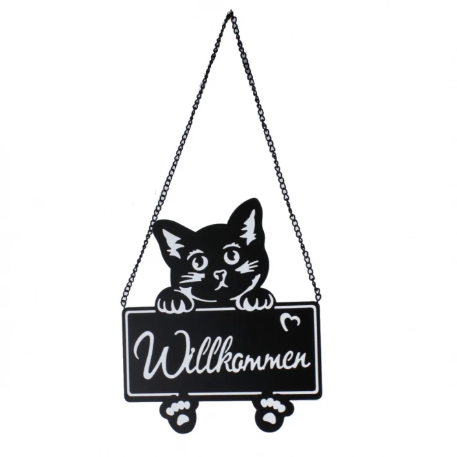 MICA Living Dekohänger-Schild - Katze - Willkommen - Aus Metall - Ca. 20 X 46 Cm 3 MICA Living Dekohänger-Schild - Katze - Willkommen - Aus Metall - Ca. 20 X 46 Cm
