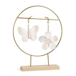 MICA Living Dekoring Mit Standfuß - Gold - Aus Metall Und Holz - Ca. 21,5 X 5 X 27 Cm -MICA decoration Shop 243700 4016096449391 mica living dekoring gold auf platte 243696 dekohaenger fruehling 02