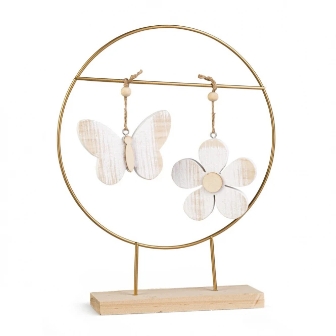 MICA Living Dekoring Mit Standfuß - Gold - Aus Metall Und Holz - Ca. 21,5 X 5 X 27 Cm – Bild 2