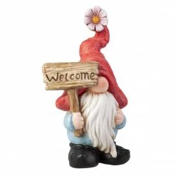 MICA Living Wichtel Mit Schild - Welcome - Aus Keramik - Ca. 13,5 X 9,5 X 23 Cm