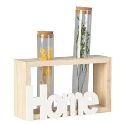 MICA Living Standdeko - Home - Aus Holz Und Glas - Ca. 17 X 5,5 X 19 Cm