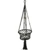 Sonstiger Hersteller Blumenampel - Makramee - Ca. 30 X 30 X 45 Cm - Schwarz -MICA decoration Shop 244090 8719202966961 koopman macrameedekohaenger schwarz 01