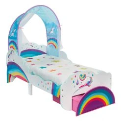 MOOSE TOYS Kinderbett Einhorn Und Regenbogen - Mit Stauraum Und Betthimmel -MICA decoration Shop 244107 5013138669587 moose toys einhorn regenbogen kleinkinderbett 01