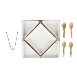 P:OS Bambusbrett - Mit 5 Weißen Keramikschalen -MICA decoration Shop 245864 4043891349113 pos bambusbrett 05