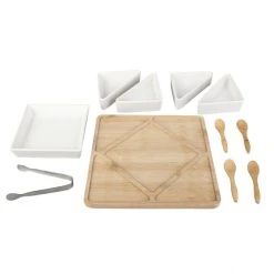 P:OS Bambusbrett - Mit 5 Weißen Keramikschalen -MICA decoration Shop 245864 4043891349113 pos bambusbrett 09